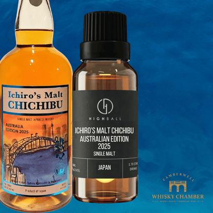 Two bottles of Ichiro's Malt Chichibu whisky on a blue background