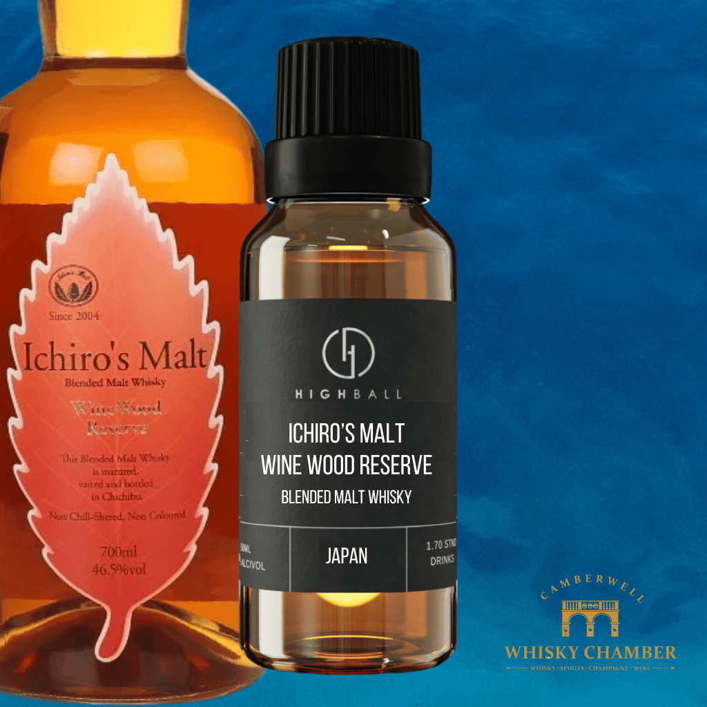 Two bottles of Ichiro's Malt blended malt whisky on a blue background